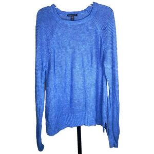 EILEEN FISHER Blue Lightweight Cotton/Linen Blend Sweater Women's Size Small